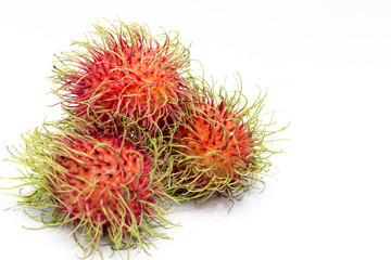 Rambutan isolated on white background with clipping path