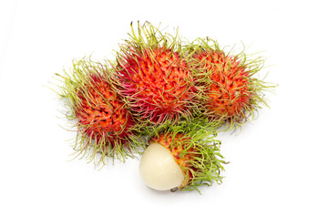 Rambutan isolated on white background with clipping path