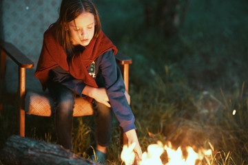 young woman in the forest