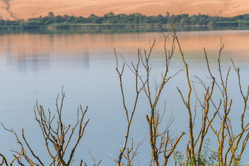 beautiful lake immersed in the fantastic countryside near Florence