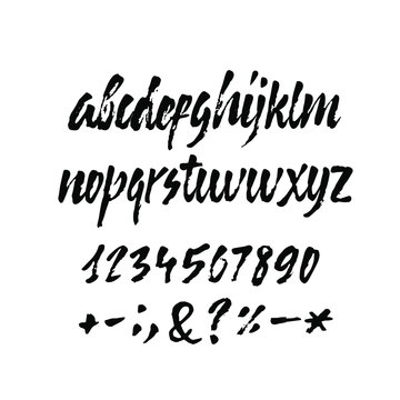 Hand drawn vector alphabet: Sans serif font. Isolated letters written with marker, ink. Calligraphy, lettering.