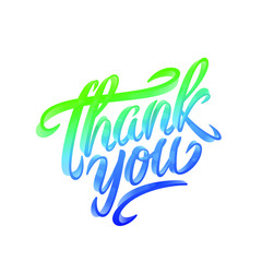 Thank You handwritten inscription. Hand drawn lettering. Thank You calligraphy. Thank you card. Colorful vector illustration.