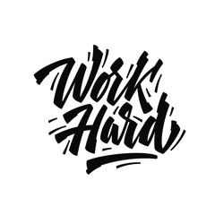 Obraz premium Work hard yellow slogan graphic for t shirt and other uses