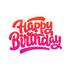 Vector illustration: Handwritten modern brush lettering of Happy Birthday on white background. Typography design. Greetings card.