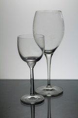 Two wine glasses black and white