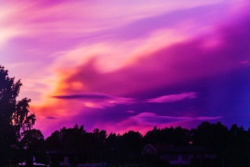 A colourful sky view in the countryside