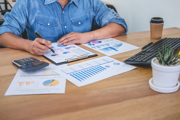 Business Financing Accounting Banking Concept, businessman doing finances and calculate about cost...