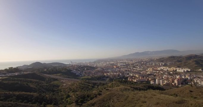 4K Aerial, Cityscape Malaga, Andalusia, Spain