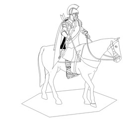 rider, contour visualization, 3D illustration, sketch, outline