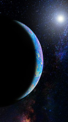 Colorful planet in deep space