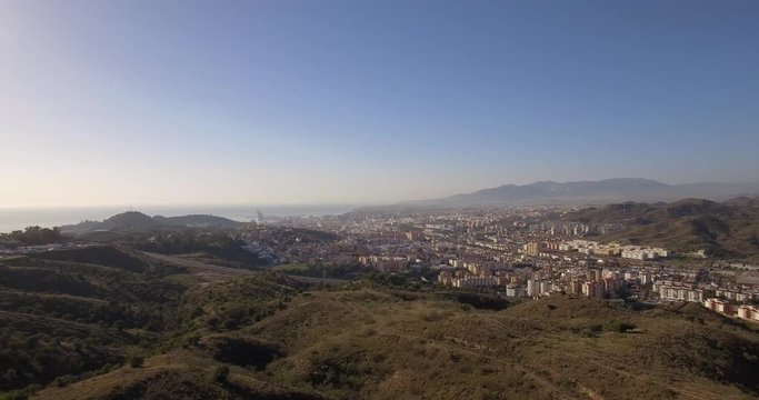 4K Aerial, Cityscape Malaga, Andalusia, Spain