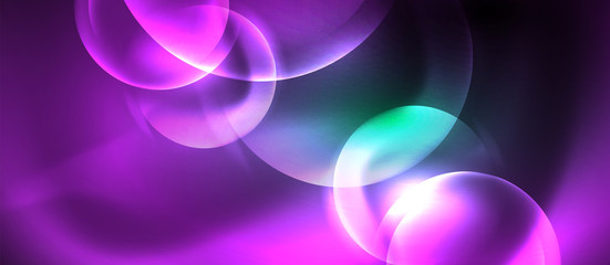 Neon glowing circles vector abstract background