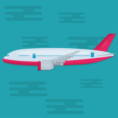 commercial airplane flying on the sky vector illustration