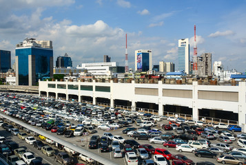 Car parking lot in Bangkok, Thailand