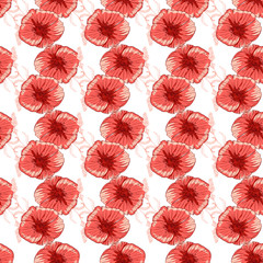 Wildflowers pattern handcrafted artsy poppy surface design