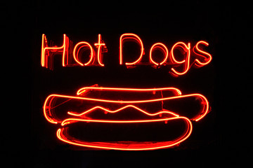 Hot dog neon sign for cafe
