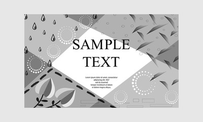 Hand drawn floral background. Vector black and white textured cards. Beautiful abstract poster.