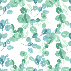 Trendy foliage eucalyptus pattern, great design for any purposes. Botanical vector illustration.
