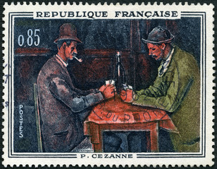 FRANCE - 1961: shows The Card Players, by Paul Cezanne (1839-1906), Paintings