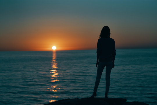 sunset sky evening woman