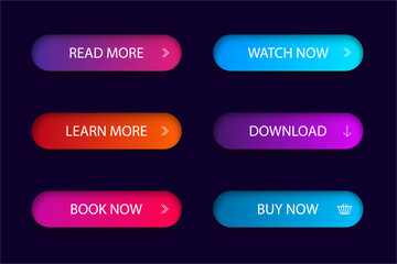 Set of trendy action button for web,mobile app.Template navigation button menu.Gradient icon submit for shop, game.vector eps10