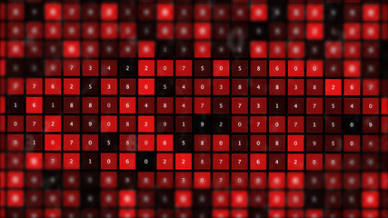 Futuristic graphic interface on background of fantastic symmetric number mainframes.