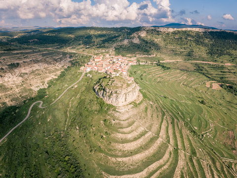 Aerial vief of Gudar, Teruel, Spain