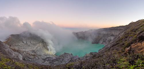 Indonesia Kawah Ijen Volcano crater.Kawah Ijen is famous place attraction for tourist.Ijen volcano complex is a group of composite volcanoes located on East Java, Indonesia