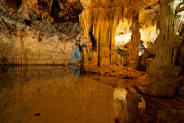 Imposing limestone cave (Tropfsteinhöhle) Grotta di Nettuno in Sardegna (Italy)