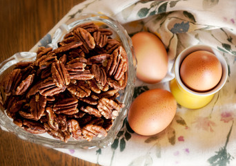  Nuts in a bowl and three eggs