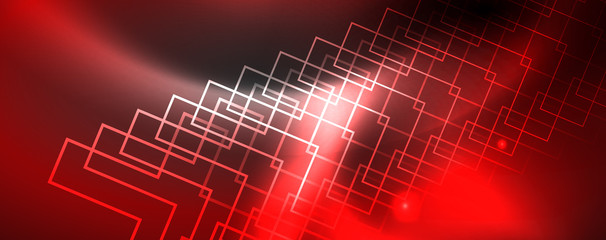 Shiny neon techno template. Neon lines background, 80s style laser rays