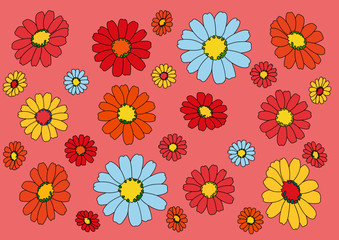 Flower Colorful on Pink background illustration vector