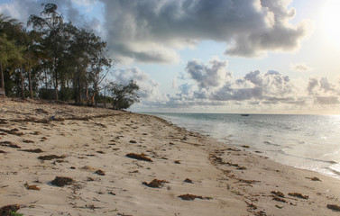 Sea view panorama, clouds and sky