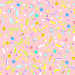 Sprinkle Cupcake Donut Topping. Seamless Pattern 