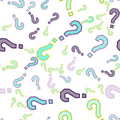 Quiz seamless pattern. Question marks, doubt, faq