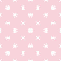 Subtle vector minimal seamless pattern with small square shapes. Pink and white