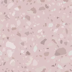 Wallpaper murals Light Pink Terrazzo floor texture. Vector seamless pattern of Venetian mosaic flooring