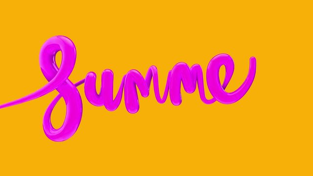 Summer bright bubble script typography write on word background 3D Render