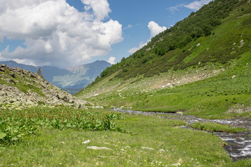 the Caucasus mountains Arkhyz in Sunny day