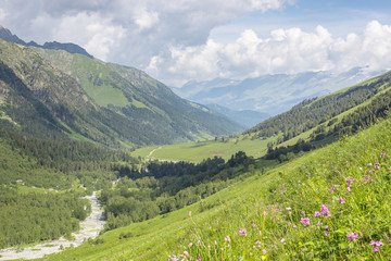 the Caucasus mountains Arkhyz in Sunny day