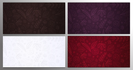 Set of Autumn backgrounds with leaves for shopping sale or promo poster and frame leaflet or web banner and social media.