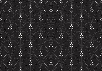 Elegant Damask Floral Vector Seamless Pattern. Decorative Flower Illustration. Abstract Art Deco Background.