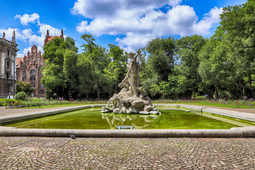 Munich - Neptune fountain in the old botanical garden in city center
