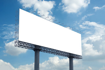 Billboard blank with blue sky for outdoor advertising poster