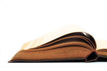 open vintage book isolated on a white background .