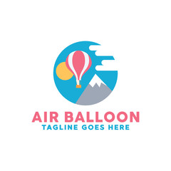 Colorful Air Balloon Logo Design With Flat Color, Air Balloon Symbol Icon Logotype For Traveling, Adventure, Vacation, Trip and Transportation.