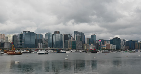 Obraz premium Aerial view of Hong kong city in Kowloon side