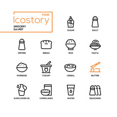 Grocery - modern line design style icons set