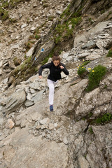 Woman hiker with backpack