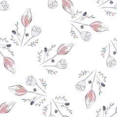 lotus flower seamless pattern trendy style with texture tablet painting Surface pattern design